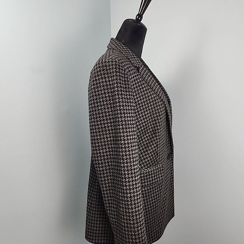 Vince Camuto Gray Black Houndstooth One Button Knit Jacket Blazer Sz 12 - Picture 6 of 11